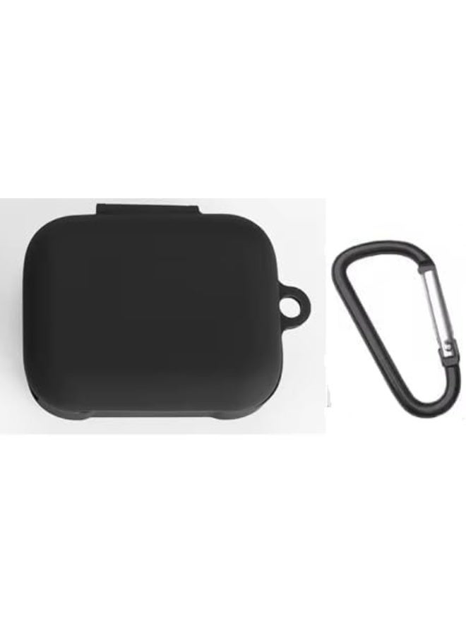 Case Compatible with Inker Soundcore P41i, Silicone Shockproof Protective Cover with Carabiner and Clear Light (Black) - Image 1